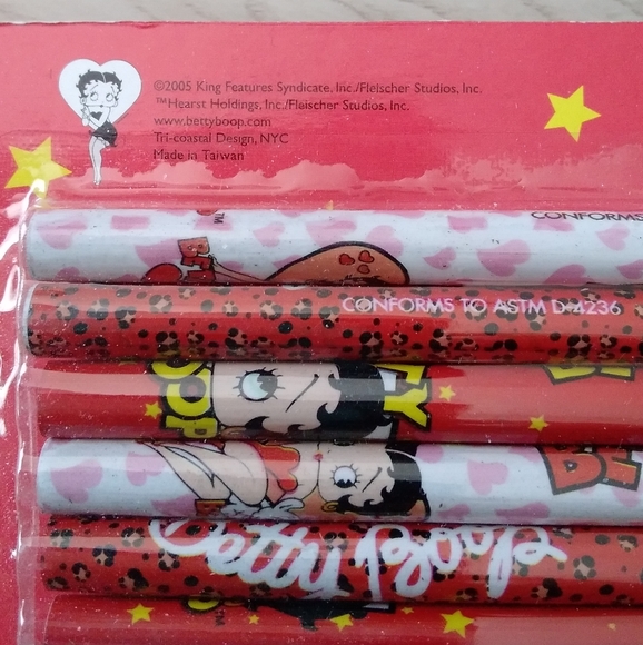 Betty Boop 6 pack pencils new old stock stationary cartoon writing - Picture 4 of 4